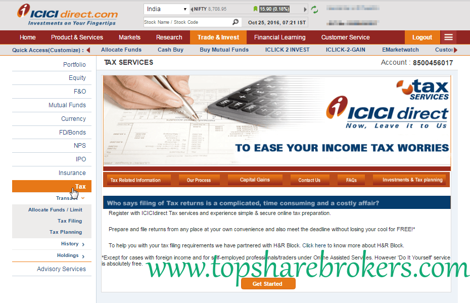 icicidirect tax prepration service